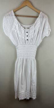 Seaspice Resort Wear Heart Lace Mini Dress Womens XL White Beach Vacation Boho
